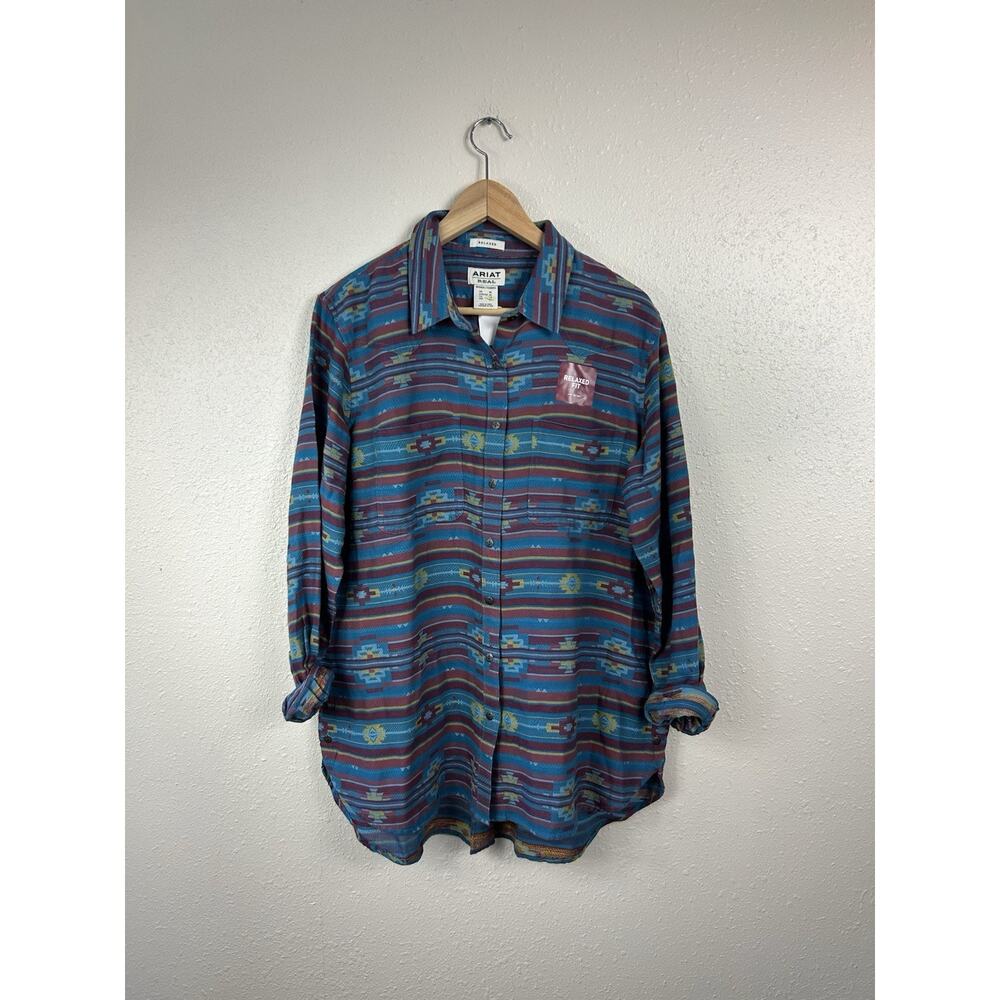ARIAT Real Billie Rae Shirt Women XL Aztec Button Up Relaxed Western NWT